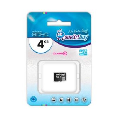 Карта памяти micro SD 4 GB  Class 10 Smart Buy с адаптером