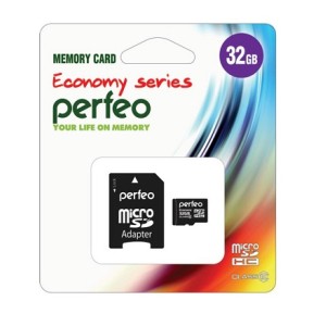 Карта памяти micro SD 32 GB Class 10 Perfeo с адаптером