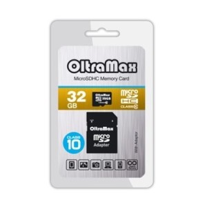Карта памяти micro SD 32 Gb OltraMax class 10 UHS-1 Elite с адаптером