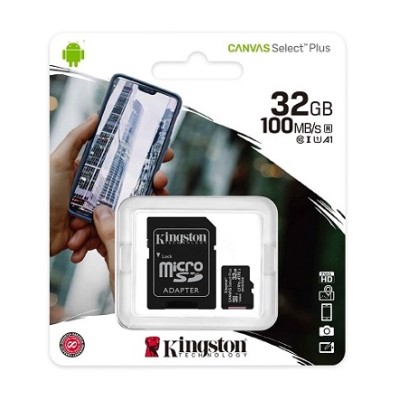 Карта памяти micro SD 128 GB Kingston CanvSelect Plus Class 10 + адаптер