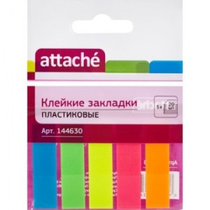 Закладки  Attache 12мм х45 5 цветов по 20 листов пластик